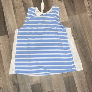 Crown & Ivy Light Blue and White Striped Tank